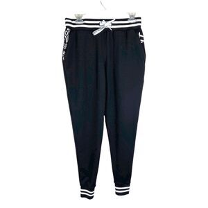 Buns of Steel Jogger Pants Women Medium Black White Pull On Hybrid Apparel